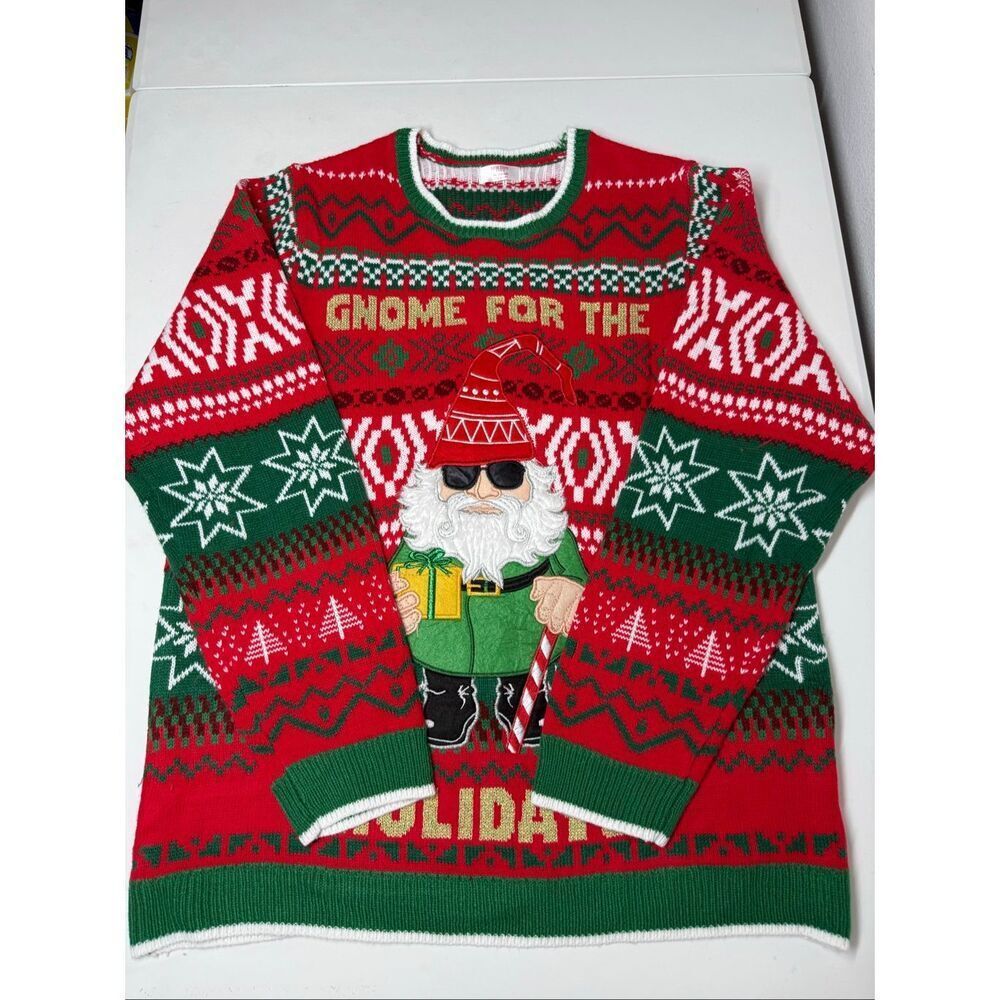 NWOT Holiday Time Men's Gnome Ugly Christmas Sweater Sz XL (44-46) - Picture 6 of 9